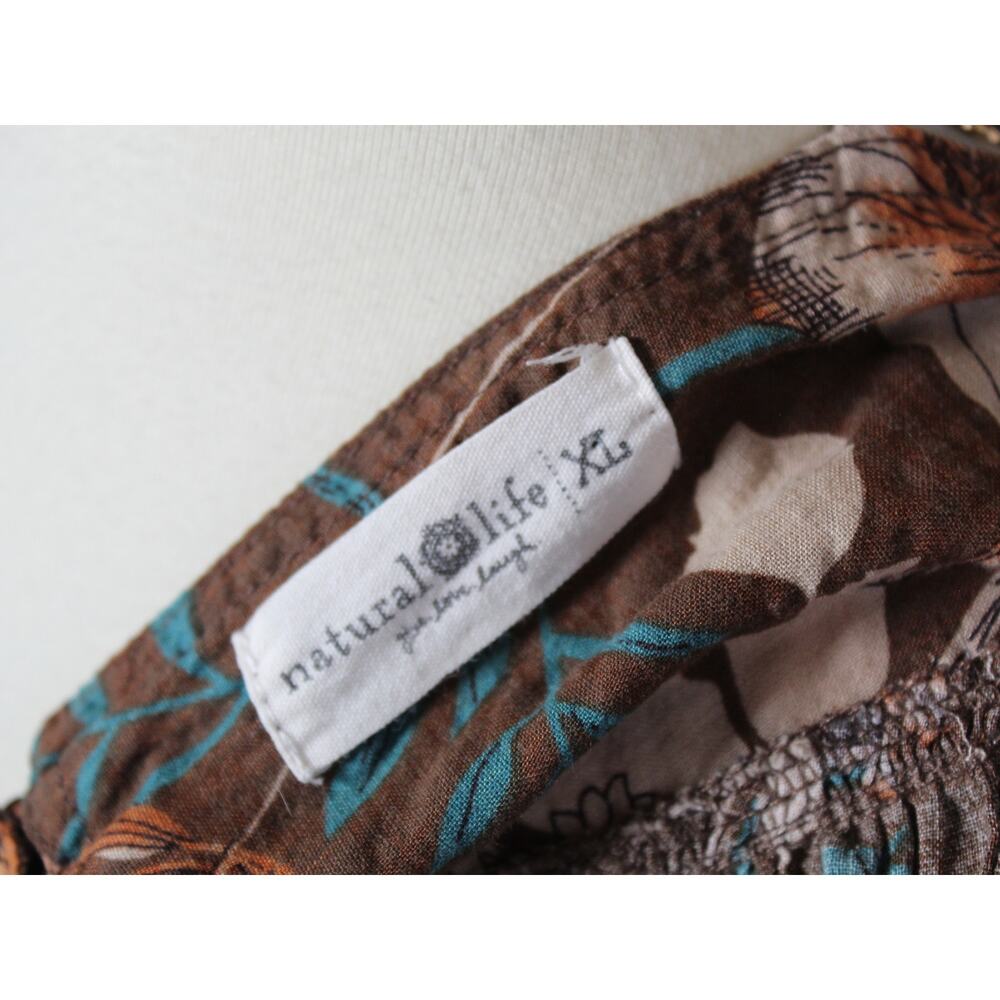Natural Life Maxi Dress Womens XL Brown Floral Boho Beach Prairie Festival - Picture 8 of 9